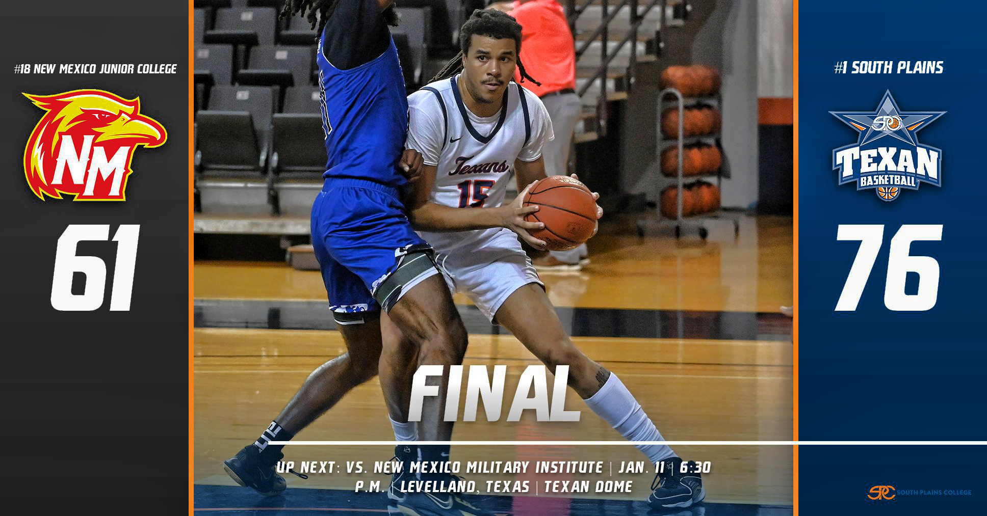 No. 1 Texans cruise past No. 18 New Mexico Junior College 76-61 in conference opener